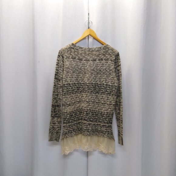 Altr'd State Knit Sweater With Roses Lace Hem Size S/M 38" Chest Black & White - Picture 4 of 7